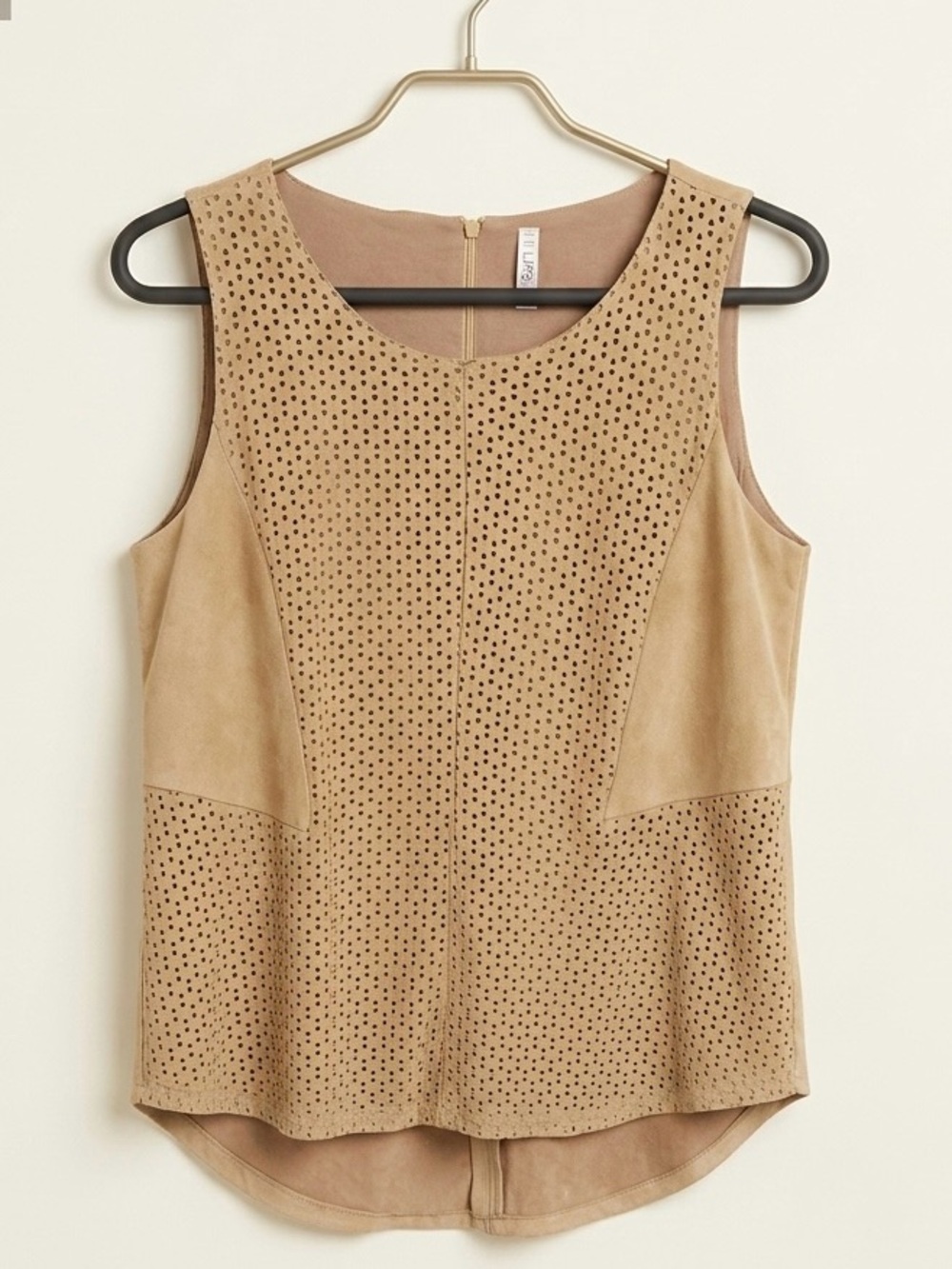 Women’s Suede Look Tailored Sleeveless Blouse - western - prairie - size XL